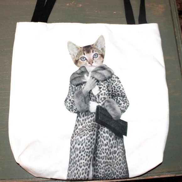 Fancy Cat Tote with Linen Interior NWOT - Picture 1 of 3